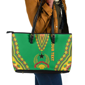 Personalised Afro Guinea Bissau Leather Tote Bag Dashiki With Coat Of Arms