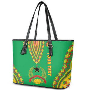 Personalised Afro Guinea Bissau Leather Tote Bag Dashiki With Coat Of Arms