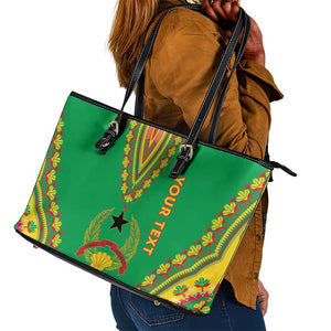 Personalised Afro Guinea Bissau Leather Tote Bag Dashiki With Coat Of Arms