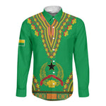 Personalised Afro Guinea Bissau Long Sleeve Button Shirt Dashiki With Coat Of Arms
