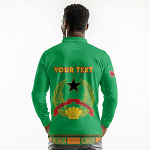 Personalised Afro Guinea Bissau Long Sleeve Polo Shirt Dashiki With Coat Of Arms