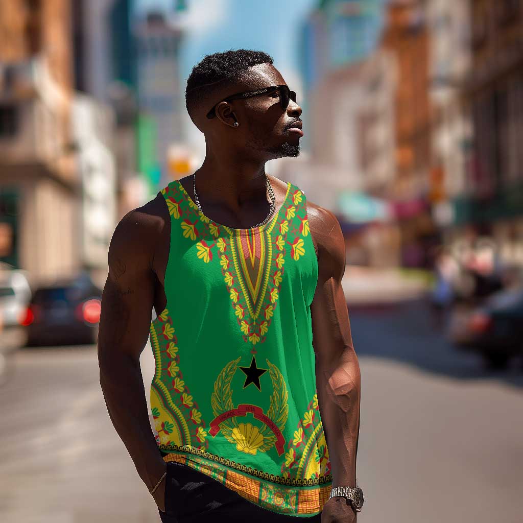 Personalised Afro Guinea Bissau Men Tank Top Dashiki With Coat Of Arms