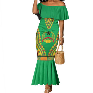 Personalised Afro Guinea Bissau Mermaid Dress Dashiki With Coat Of Arms