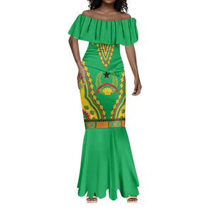 Personalised Afro Guinea Bissau Mermaid Dress Dashiki With Coat Of Arms