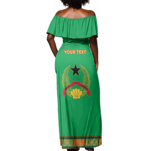 Personalised Afro Guinea Bissau Off Shoulder Maxi Dress Dashiki With Coat Of Arms