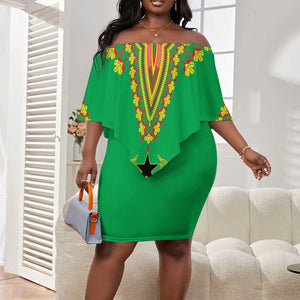 Personalised Afro Guinea Bissau Off Shoulder Short Dress Dashiki With Coat Of Arms