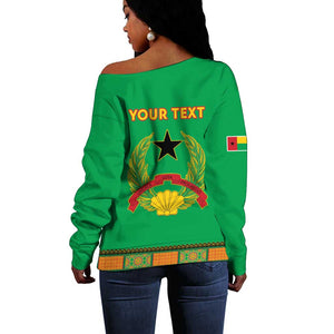 Personalised Afro Guinea Bissau Off Shoulder Sweater Dashiki With Coat Of Arms