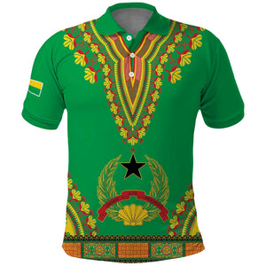 Personalised Afro Guinea Bissau Polo Shirt Dashiki With Coat Of Arms