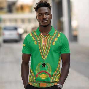 Personalised Afro Guinea Bissau Polo Shirt Dashiki With Coat Of Arms