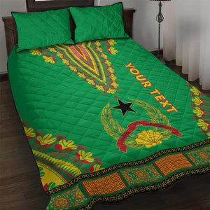 Personalised Afro Guinea Bissau Quilt Bed Set Dashiki With Coat Of Arms