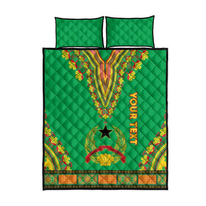 Personalised Afro Guinea Bissau Quilt Bed Set Dashiki With Coat Of Arms