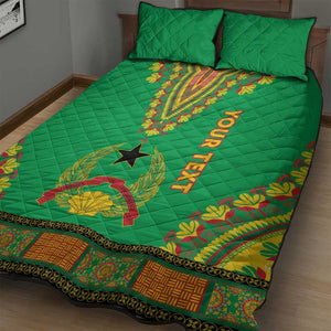 Personalised Afro Guinea Bissau Quilt Bed Set Dashiki With Coat Of Arms