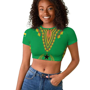 Personalised Afro Guinea Bissau Raglan Cropped T shirt Dashiki With Coat Of Arms