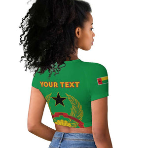 Personalised Afro Guinea Bissau Raglan Cropped T shirt Dashiki With Coat Of Arms