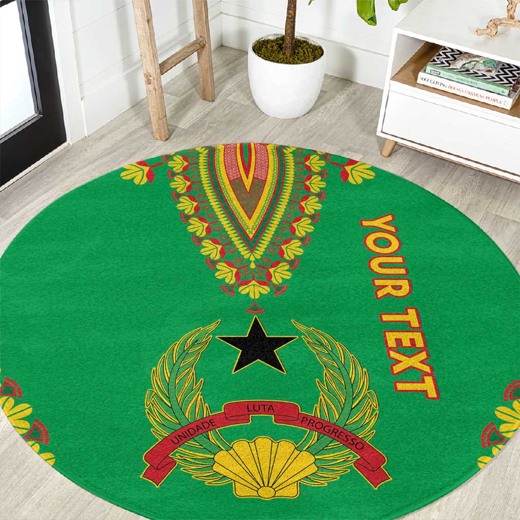 Personalised Afro Guinea Bissau Round Carpet Dashiki With Coat Of Arms