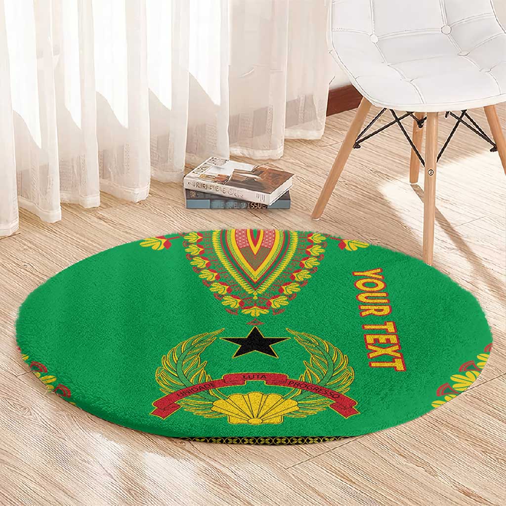 Personalised Afro Guinea Bissau Round Carpet Dashiki With Coat Of Arms