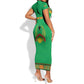 Personalised Afro Guinea Bissau Short Sleeve Bodycon Dress Dashiki With Coat Of Arms LT15