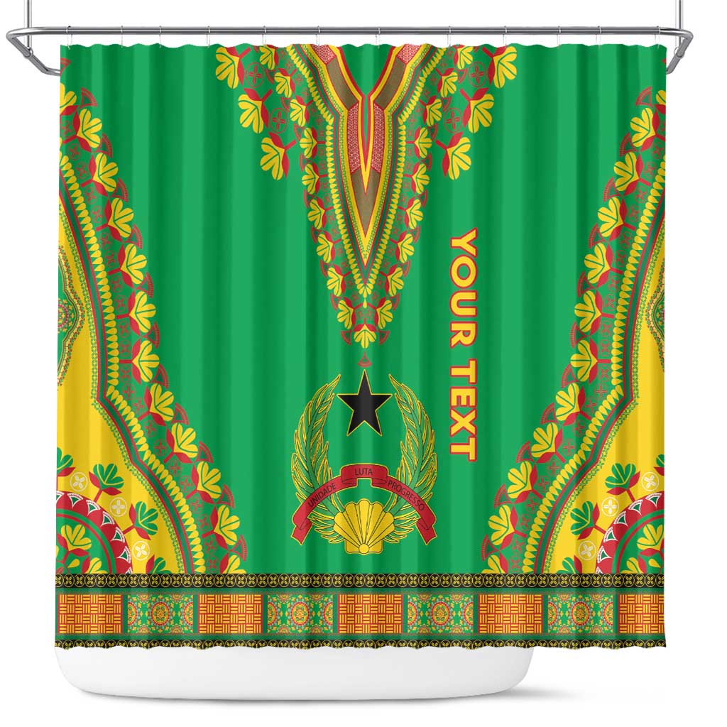 Personalised Afro Guinea Bissau Shower Curtain Dashiki With Coat Of Arms