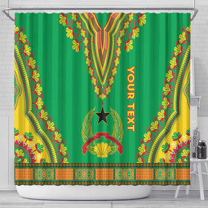 Personalised Afro Guinea Bissau Shower Curtain Dashiki With Coat Of Arms