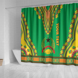 Personalised Afro Guinea Bissau Shower Curtain Dashiki With Coat Of Arms