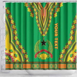 Personalised Afro Guinea Bissau Shower Curtain Dashiki With Coat Of Arms