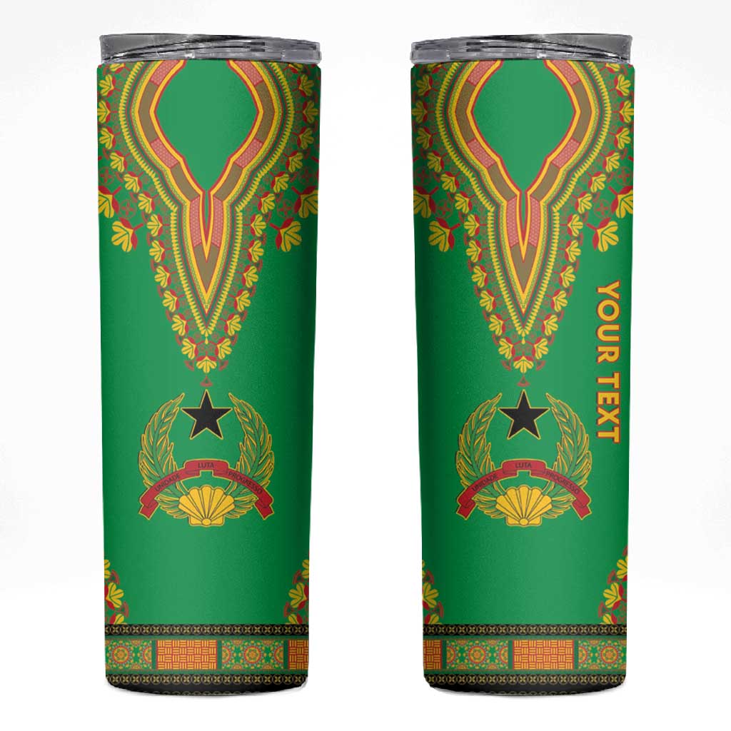 Personalised Afro Guinea Bissau Skinny Tumbler Dashiki With Coat Of Arms