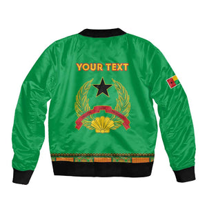 Personalised Afro Guinea Bissau Sleeve Zip Bomber Jacket Dashiki With Coat Of Arms