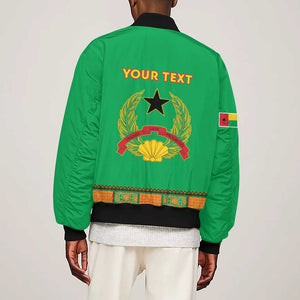 Personalised Afro Guinea Bissau Sleeve Zip Bomber Jacket Dashiki With Coat Of Arms