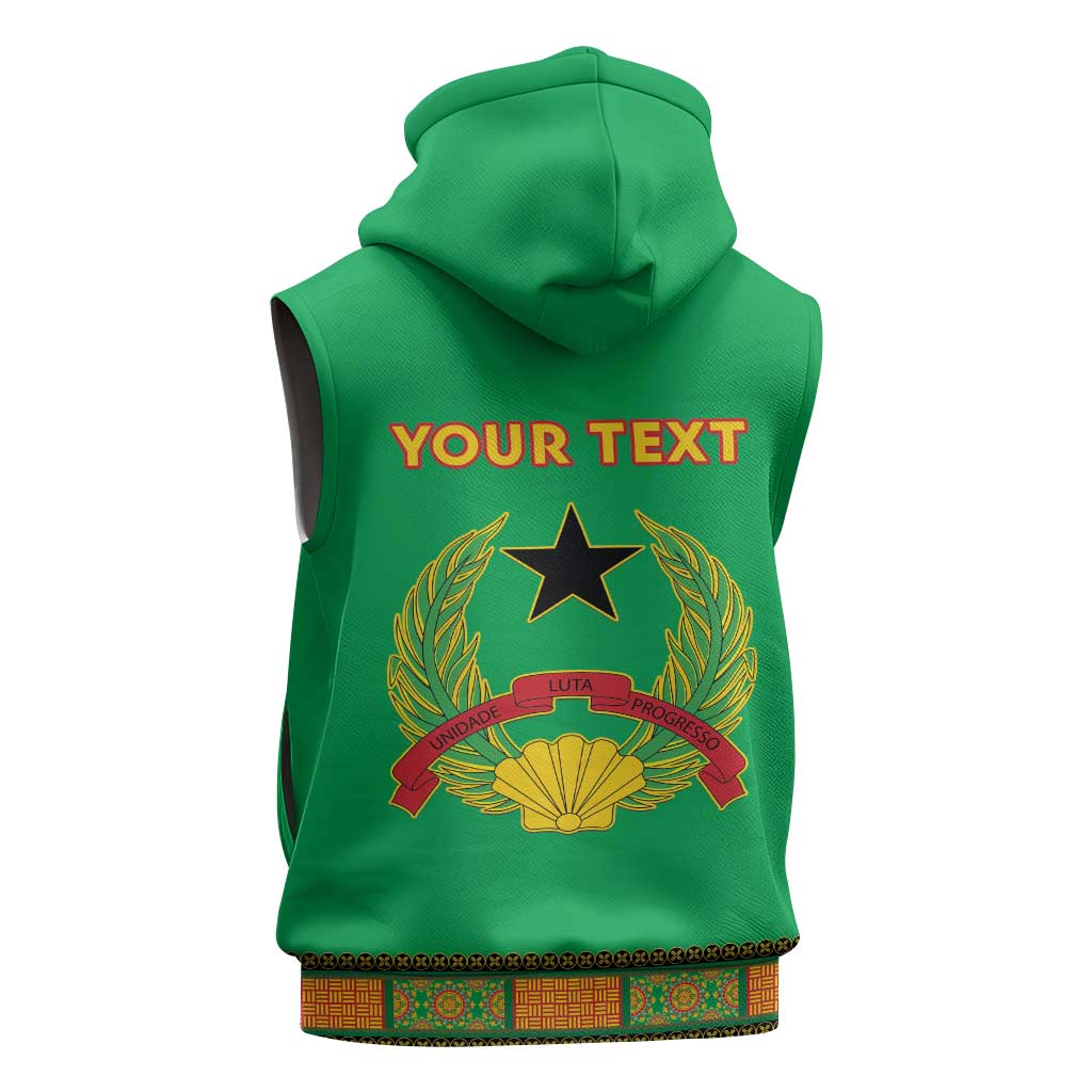 Personalised Afro Guinea Bissau Sleeveless Zip Hoodie Dashiki With Coat Of Arms - African Pride