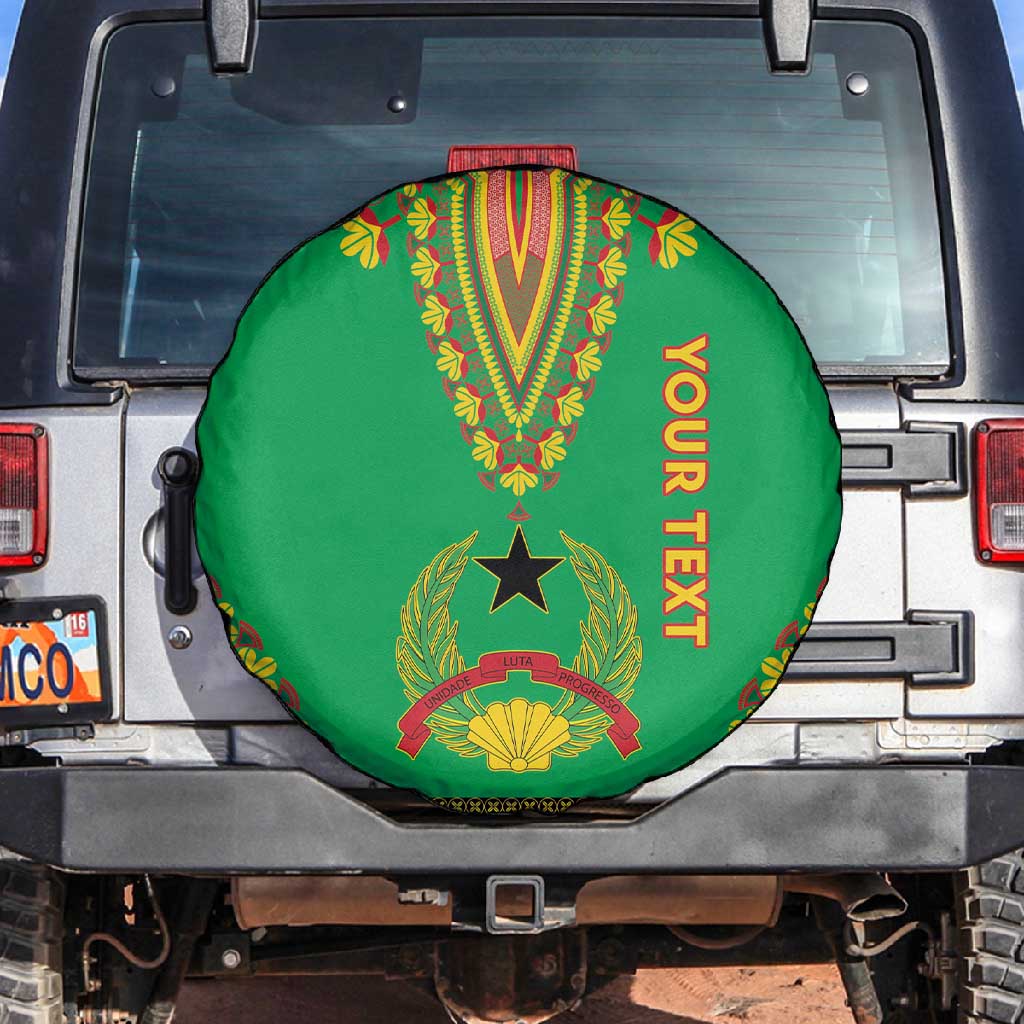 Personalised Afro Guinea Bissau Spare Tire Cover Dashiki With Coat Of Arms