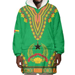 Personalised Afro Guinea Bissau Wearable Blanket Hoodie Dashiki With Coat Of Arms