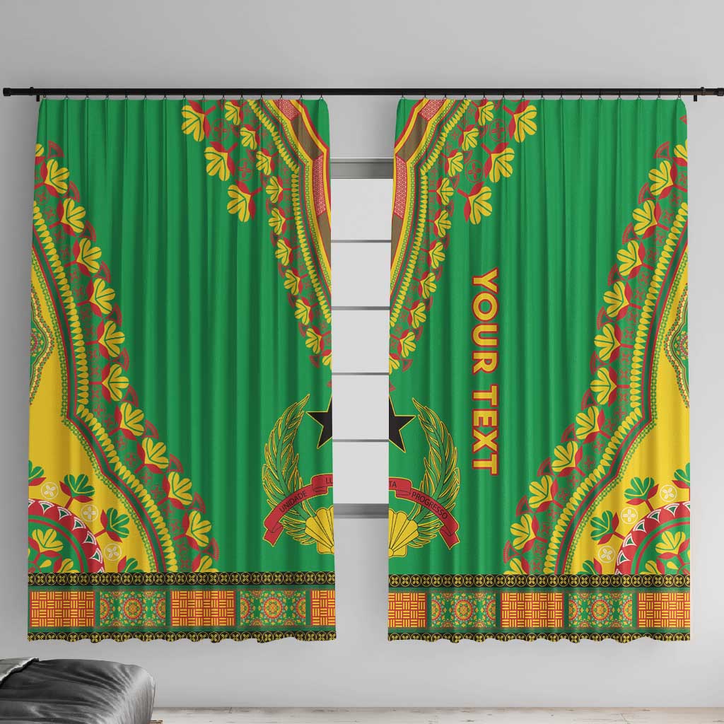 Personalised Afro Guinea Bissau Window Curtain Dashiki With Coat Of Arms