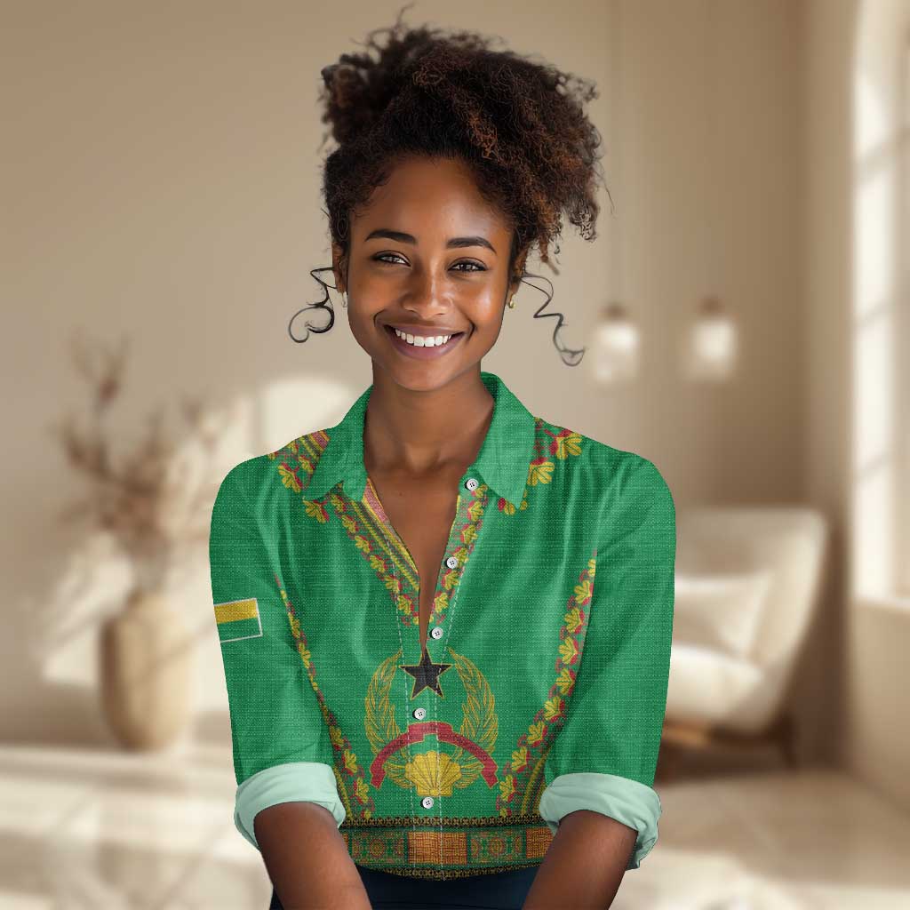 Personalised Afro Guinea Bissau Women Casual Shirt Dashiki With Coat Of Arms