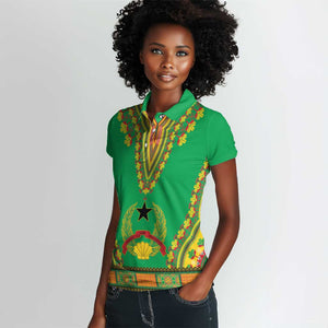 Personalised Afro Guinea Bissau Women Polo Shirt Dashiki With Coat Of Arms