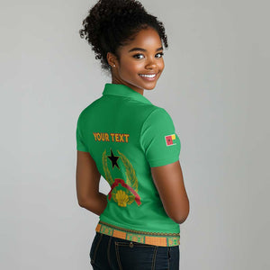 Personalised Afro Guinea Bissau Women Polo Shirt Dashiki With Coat Of Arms