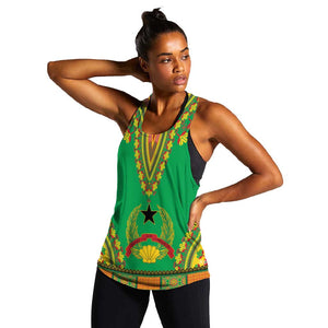 Personalised Afro Guinea Bissau Women Racerback Tank Dashiki With Coat Of Arms