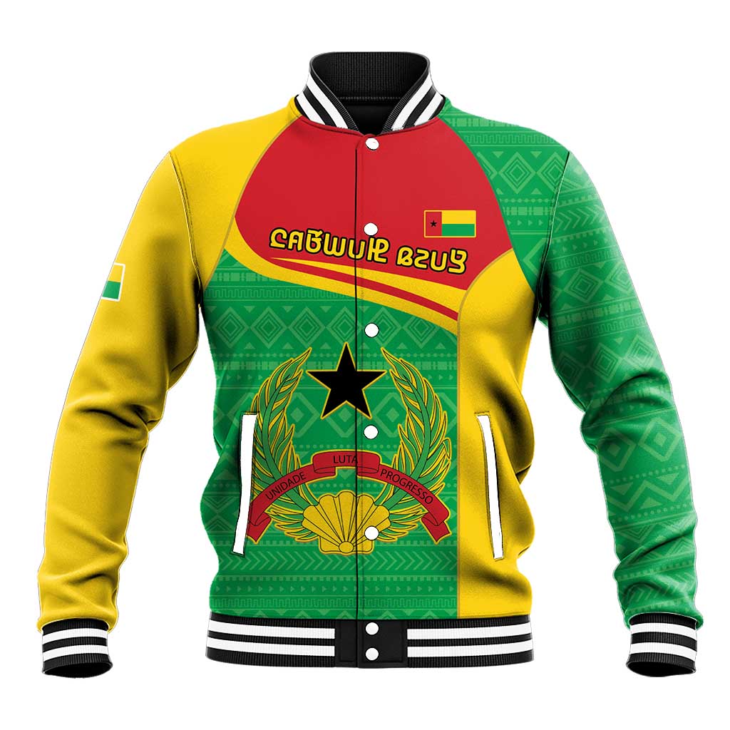 Personalised Afro Guinea Bissau Baseball Jacket Coat Of Arms Mix African Pattern