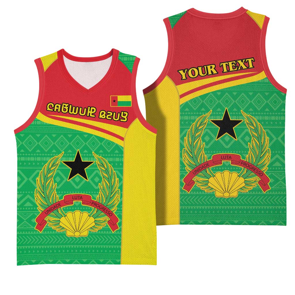 Personalised Afro Guinea Bissau Basketball Jersey Coat Of Arms Mix African Pattern LT15