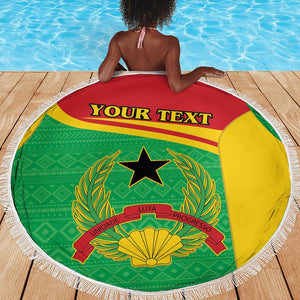 Personalised Afro Guinea Bissau Beach Blanket Coat Of Arms Mix African Pattern