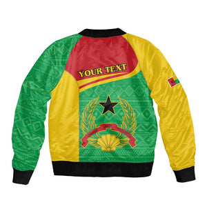 Personalised Afro Guinea Bissau Bomber Jacket Coat Of Arms Mix African Pattern