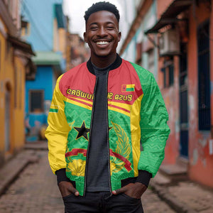 Personalised Afro Guinea Bissau Bomber Jacket Coat Of Arms Mix African Pattern