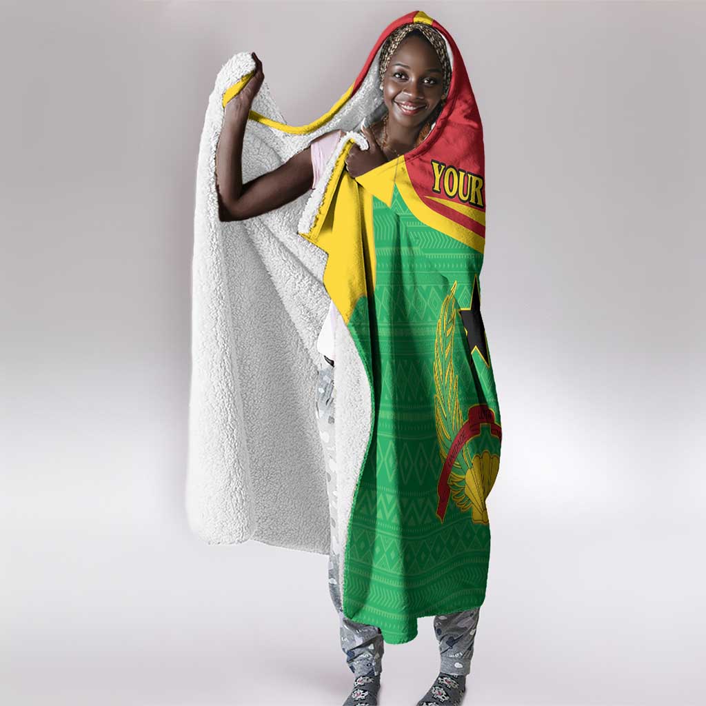 Personalised Afro Guinea Bissau Hooded Blanket Coat Of Arms Mix African Pattern