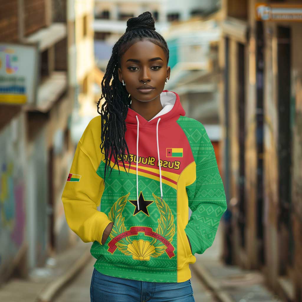 Personalised Afro Guinea Bissau Hoodie Coat Of Arms Mix African Pattern