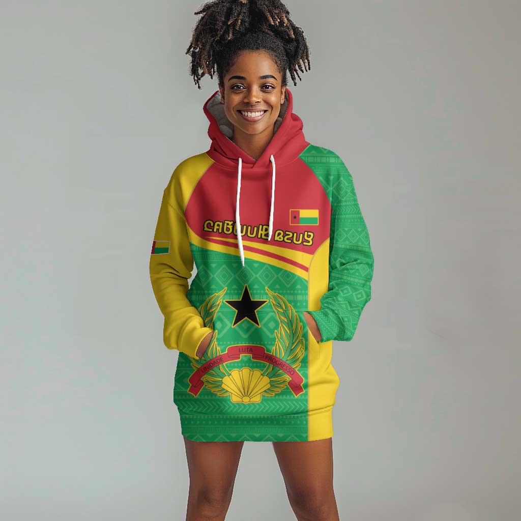 Personalised Afro Guinea Bissau Hoodie Dress Coat Of Arms Mix African Pattern