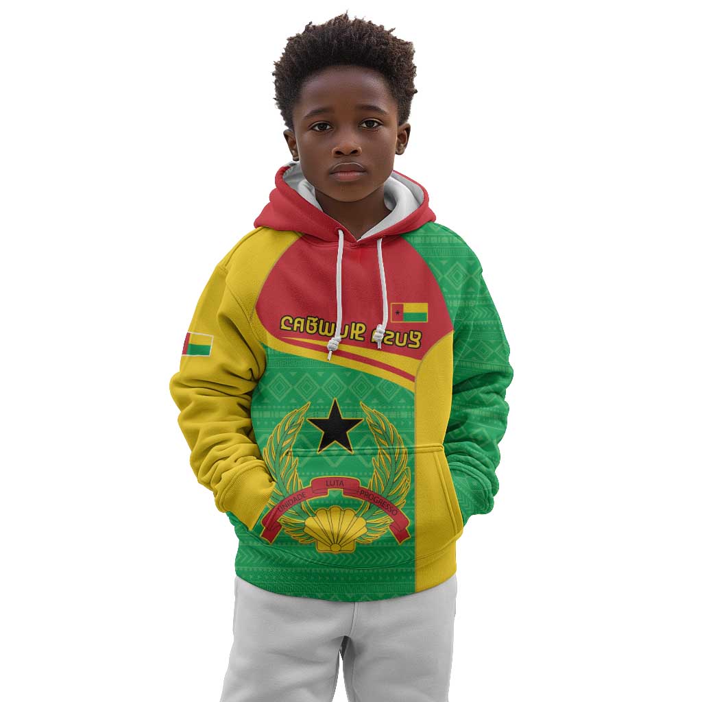 Personalised Afro Guinea Bissau Kid Hoodie Coat Of Arms Mix African Pattern