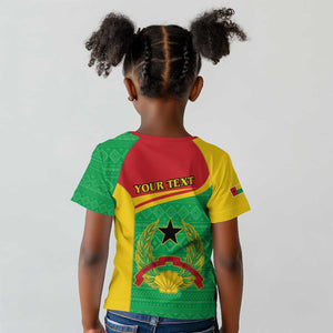 Personalised Afro Guinea Bissau Kid T shirt Coat Of Arms Mix African Pattern