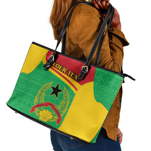 Personalised Afro Guinea Bissau Leather Tote Bag Coat Of Arms Mix African Pattern