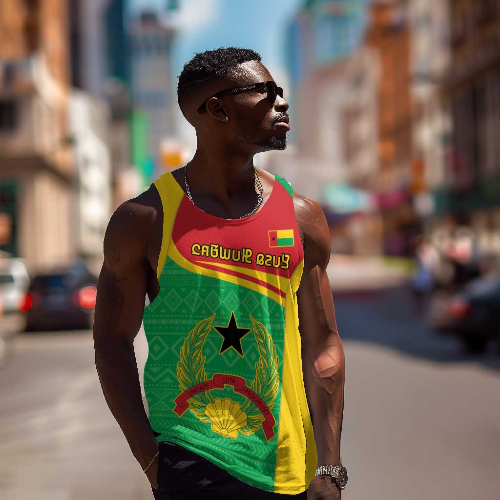 Personalised Afro Guinea Bissau Men Tank Top Coat Of Arms Mix African Pattern