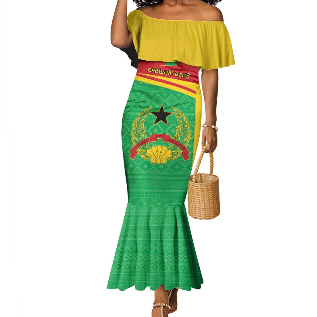 Personalised Afro Guinea Bissau Mermaid Dress Coat Of Arms Mix African Pattern