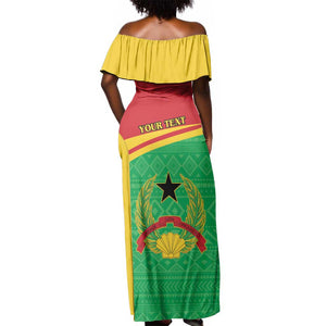 Personalised Afro Guinea Bissau Off Shoulder Maxi Dress Coat Of Arms Mix African Pattern